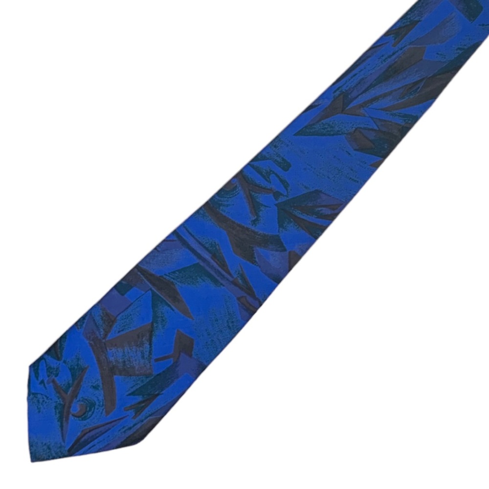 Thai 💯% Silk Abstract Art Printed Bright Blue Men’s Neck Tie